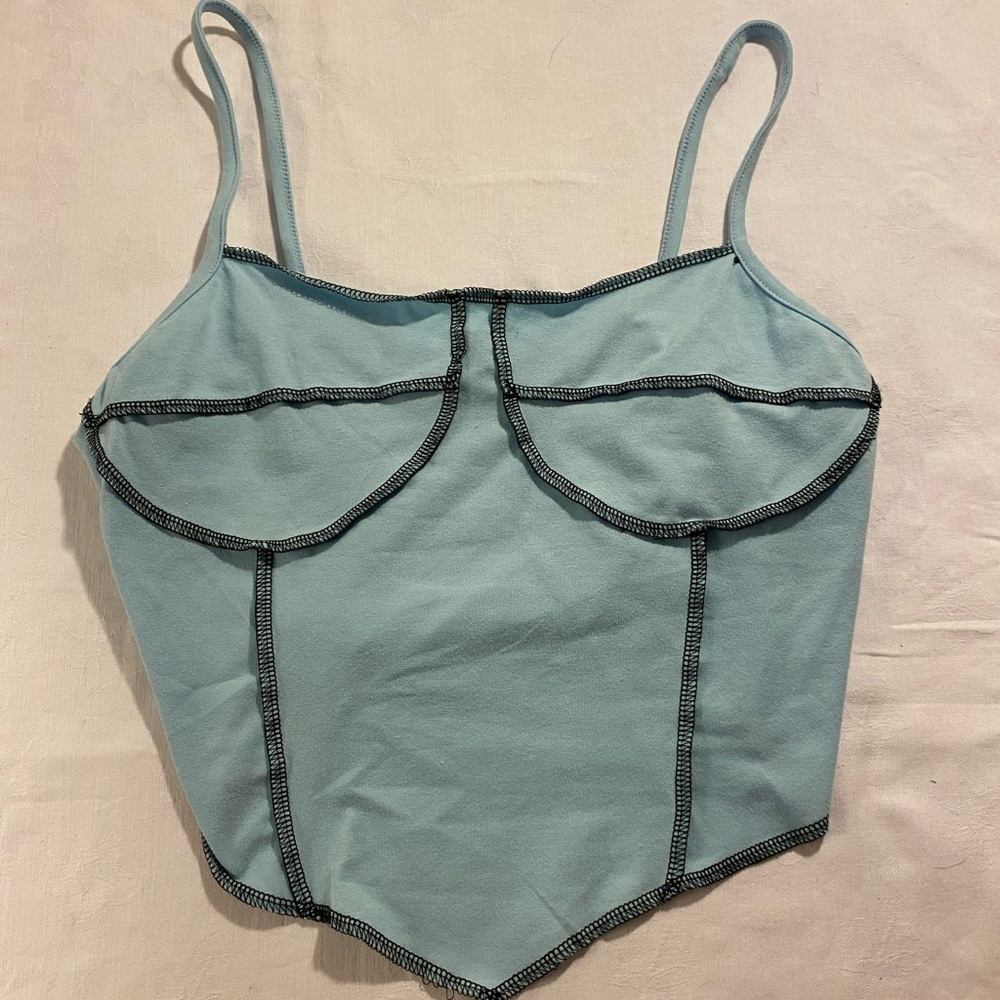 Contrast stitch crop top